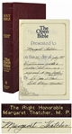Margaret Thatchers Personally Owned Holy Bible, Presented to Her as Prime Minister